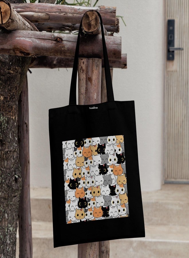 TrendoPrint Eco-Friendly Printed Black Tote Bag 14 x 16 inch with Makeup Pouch for College, Shopping and Travelling (TB37) - Image 4